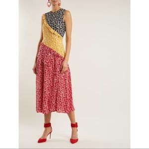 Saloni Agnes printed silk tri color midi dress